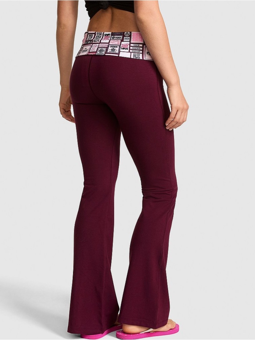 New Medium VS PINK Leggings Pink Friday All Day Cotton Yoga Pants Maroon NWT